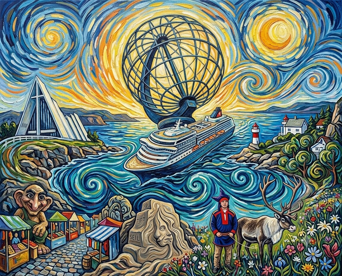 Nordkap im Stil von Van Gogh